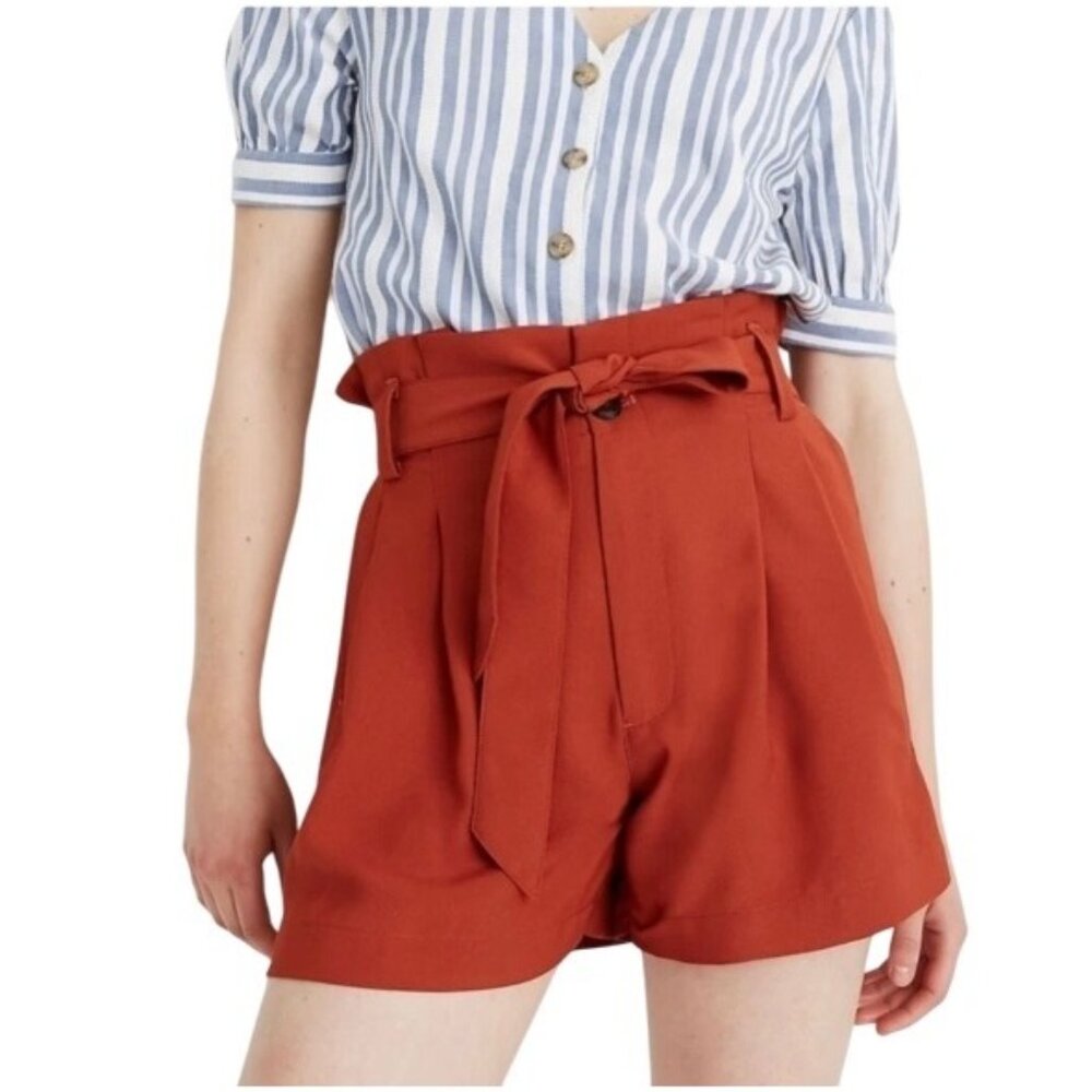 Madewell Womens Rust Paperbag Waist Shorts With Tie Belt Size 6